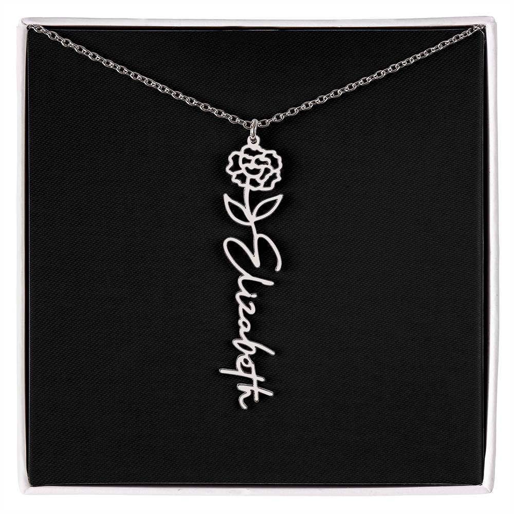 Birth Month Flower Name Necklace