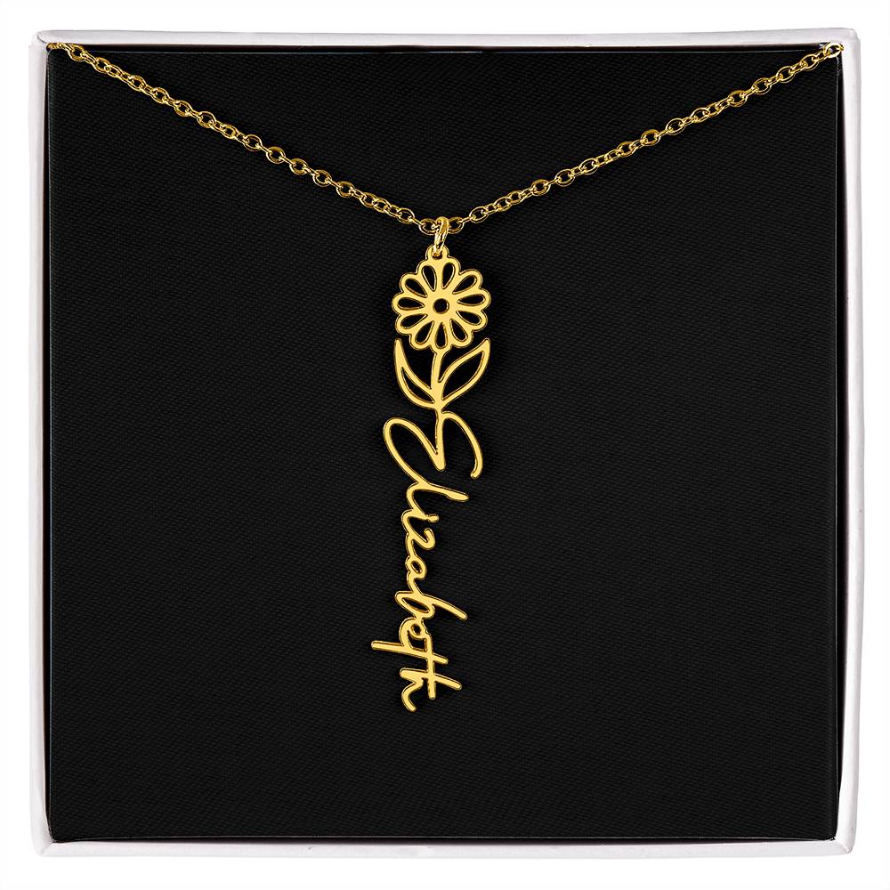 Birth Month Flower Name Necklace