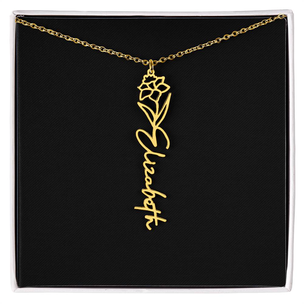 Birth Month Flower Name Necklace