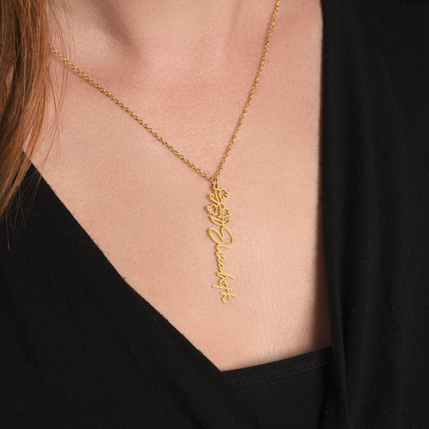Birth Month Flower Name Necklace