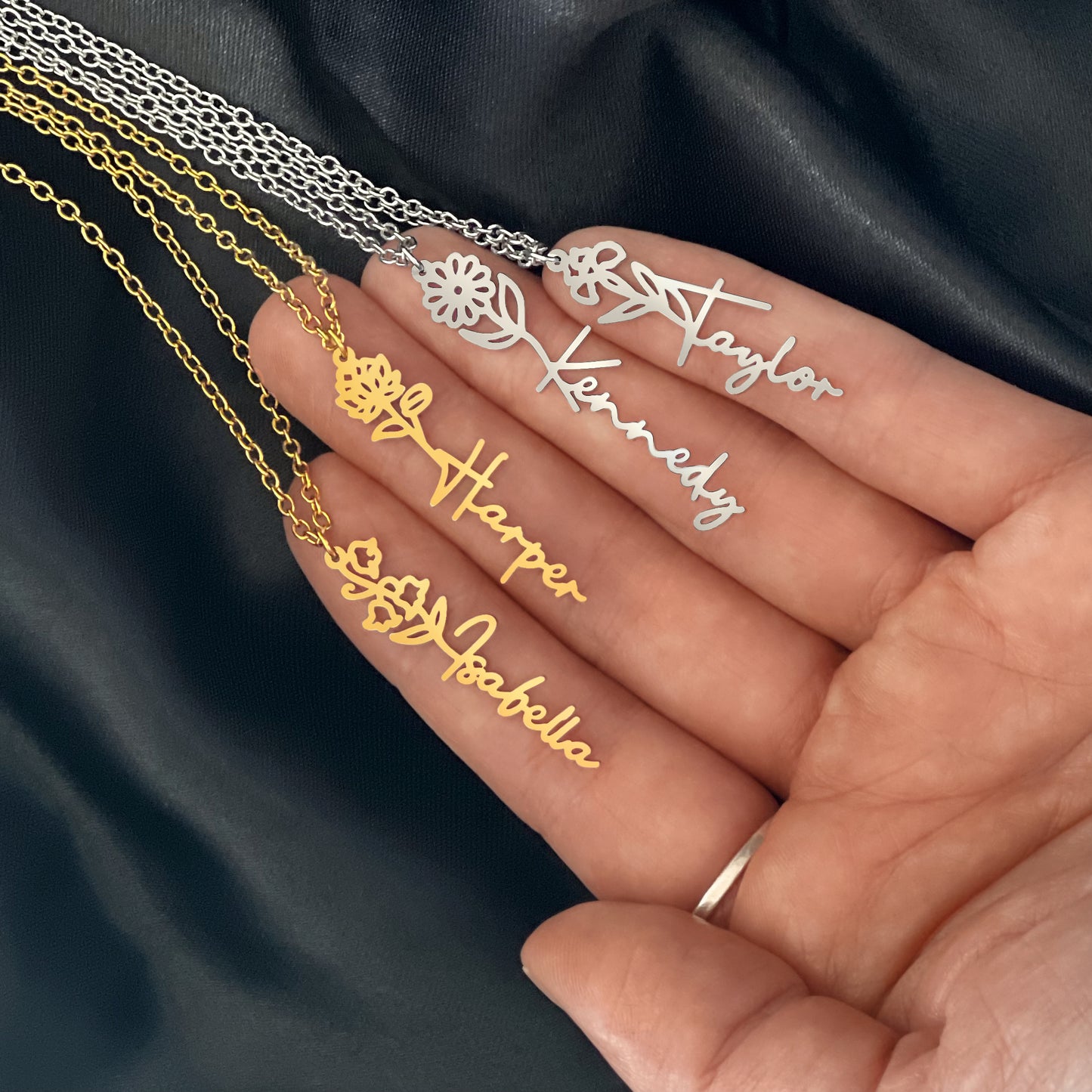 Birth Month Flower Name Necklace