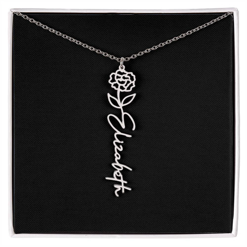 Birth Month Flower Name Necklace