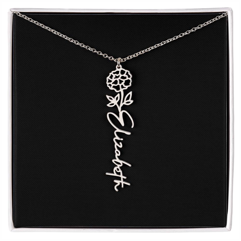 Birth Month Flower Name Necklace