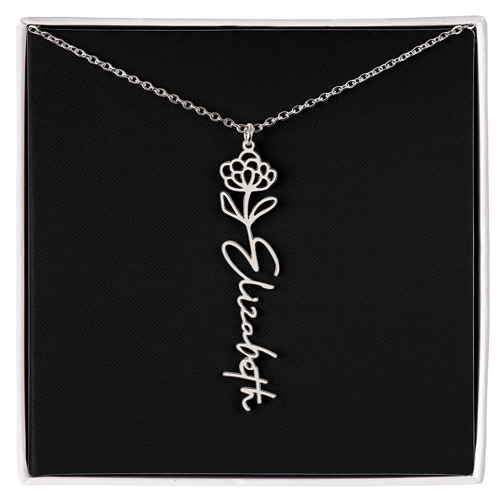 Birth Month Flower Name Necklace