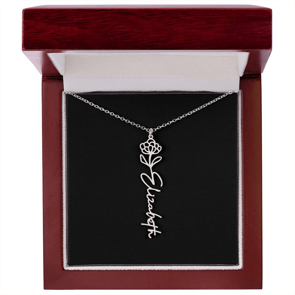 Birth Month Flower Name Necklace