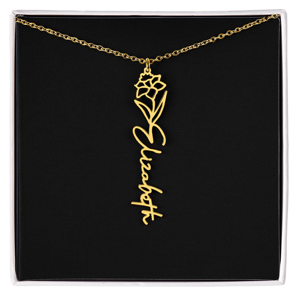 Birth Month Flower Name Necklace